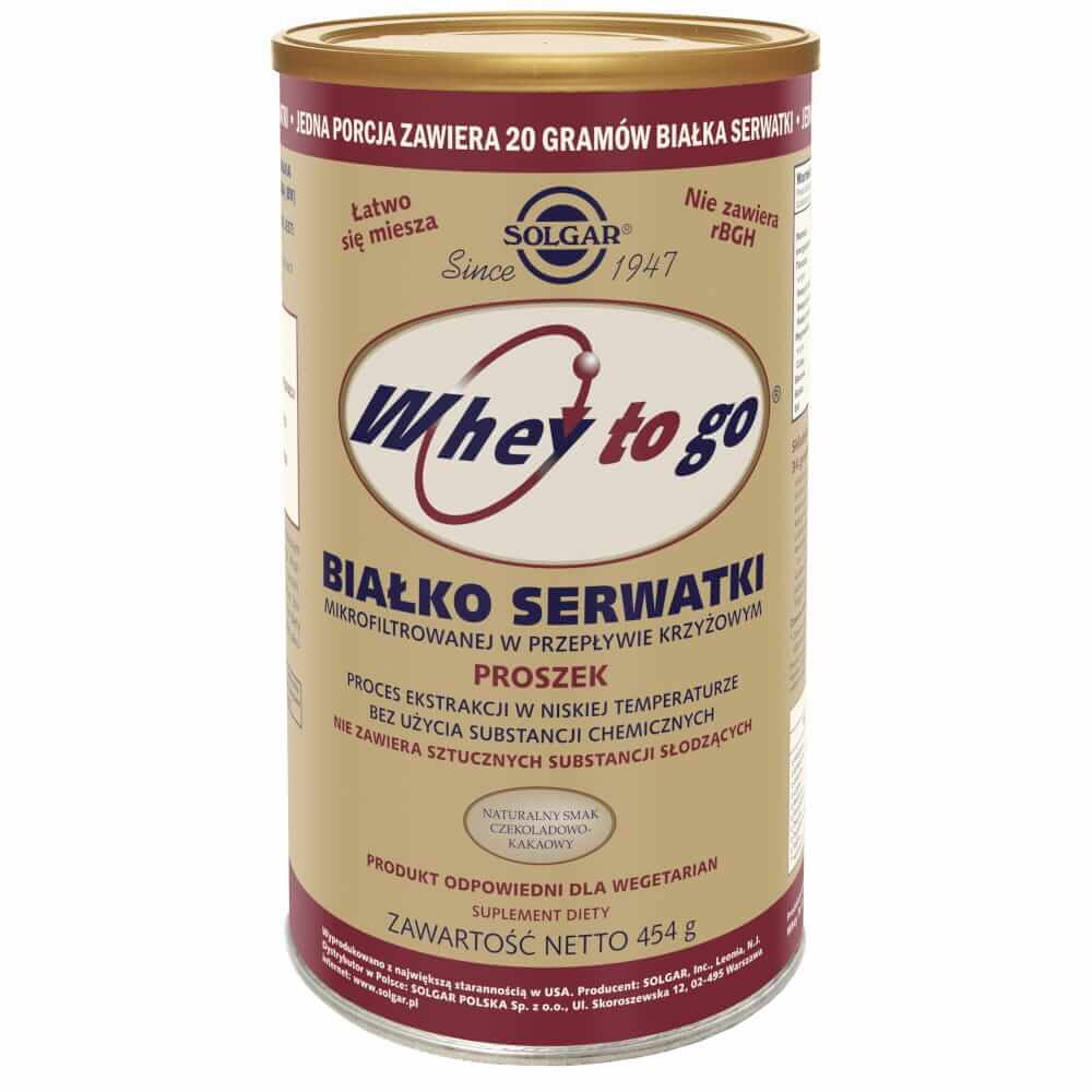 Whey protéine saveur chocolat et cacao whey to go 454g SOLGAR poudre