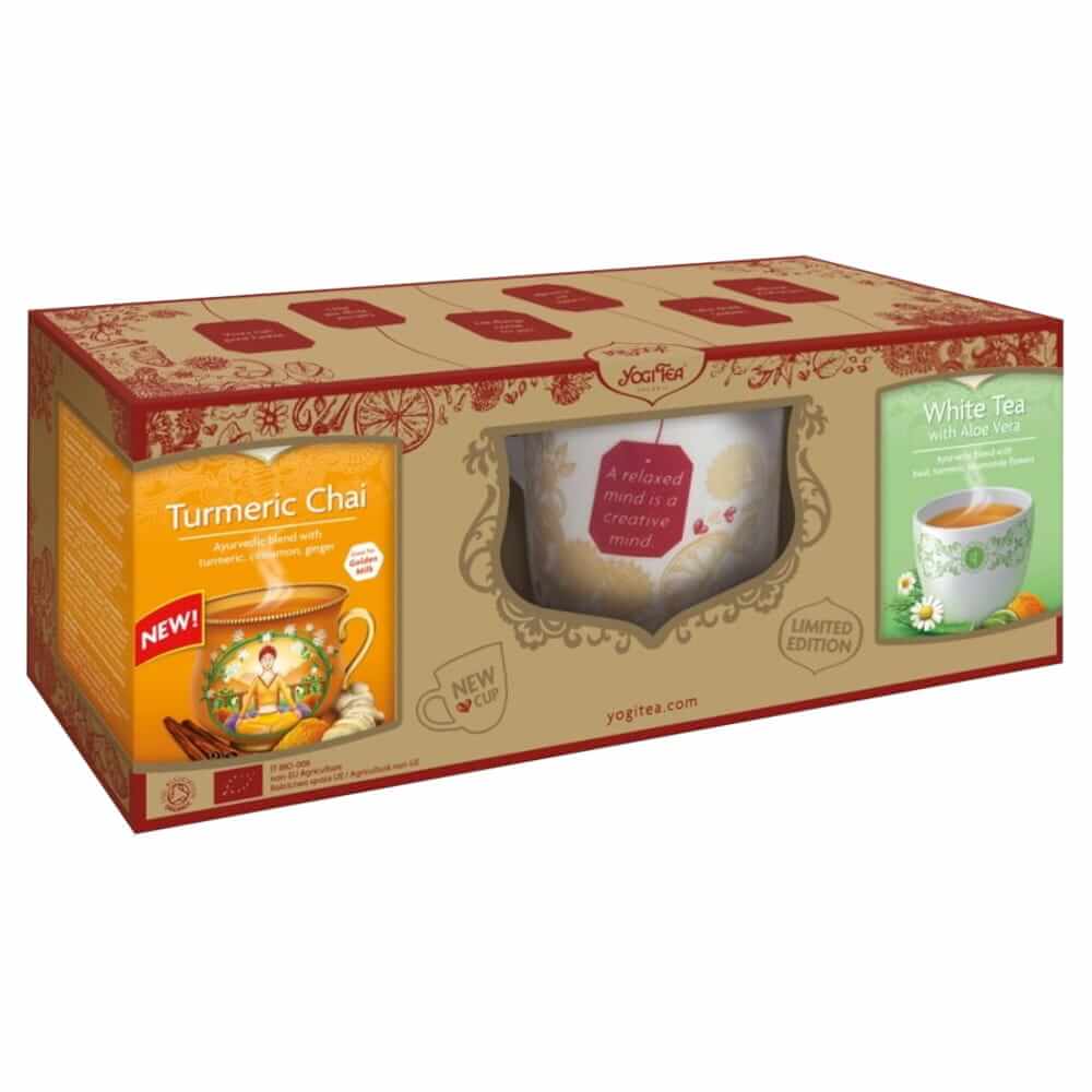 Golden chai tea au curcuma BIO 34 g thé blanc à l'aloe vera avec une tasse BIO 306 g) - YOGI TEA
