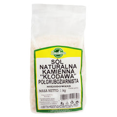 Sel naturel de Kłodawa, grain semi-gros, bûche non iodée 1kg DÉLICIEUX