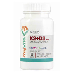 Vitamine K2 MK-7 K2MK7 max 200mcg + D3 4000iu 60 comprimés MYVITA