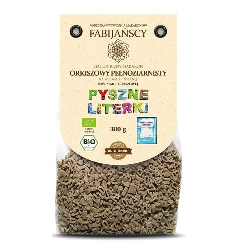 Pâtes de grains entiers (épeautre) lettres BIO 300 g - FABIJAŃSCY