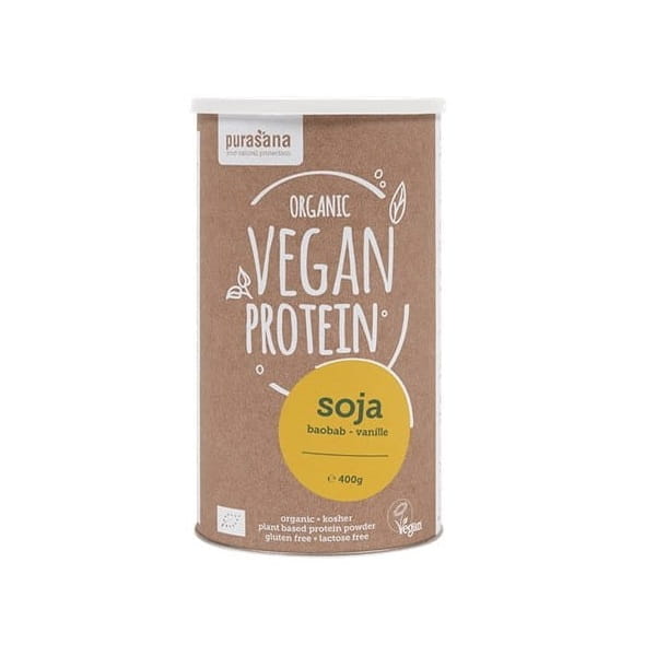 Protéine de soja sans lactose baobab et vanille sans gluten BIO - 400 g - PURASANA