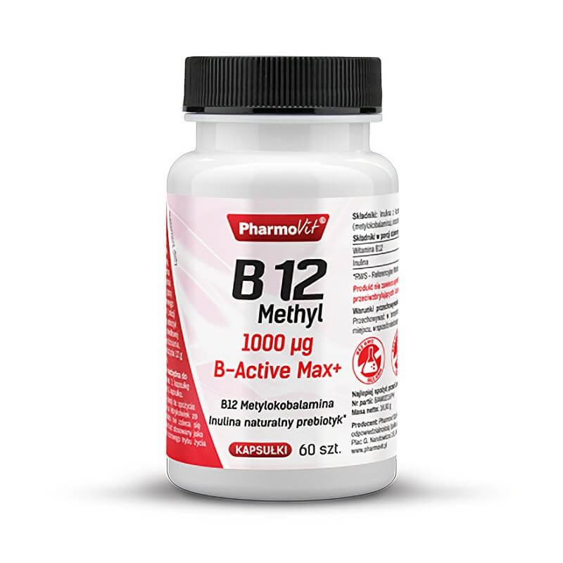 Vitamine B12 methyl 1000µg b - active max + methylcobalamine 60 gélules PHARMOVIT