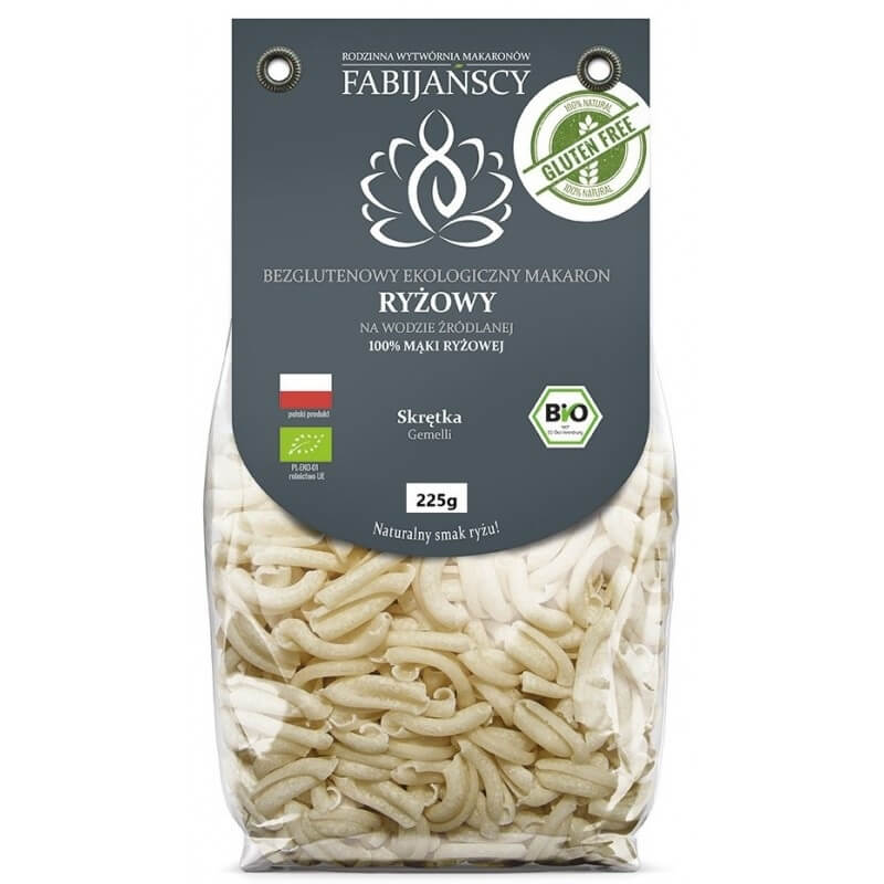 Pâtes Gemelli (twist) à base de riz blanc BIO 250 g - FABIJAŃSCY