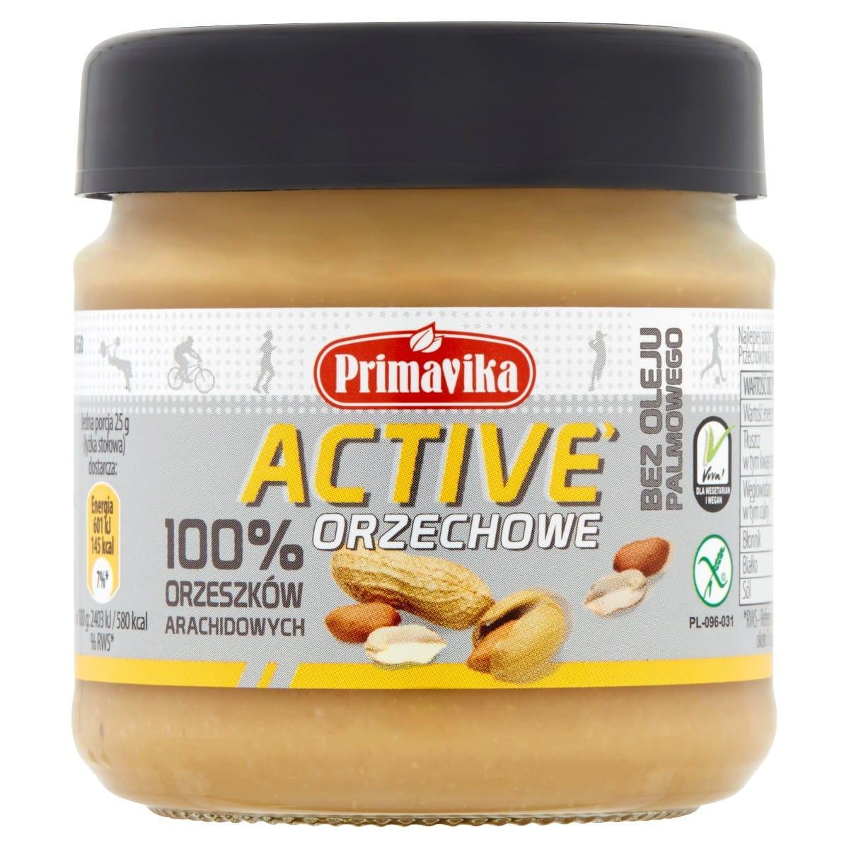 Beurre de cacahuètes actif 100% cacahuètes 185 g PRIMAVIKA