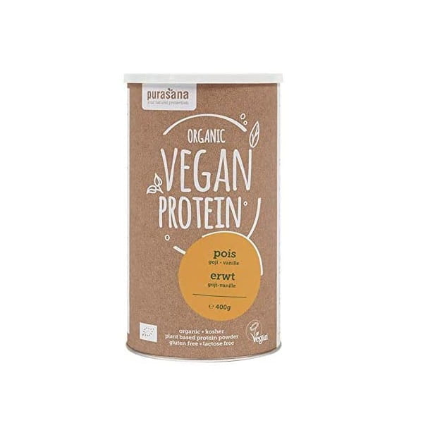 Protéine de pois, arôme goji et vanille sans lactose sans gluten BIO 400 g - PURASANA