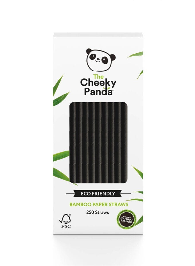 Pailles jetables en bambou noir 250 pcs - CHEEKY PANDA