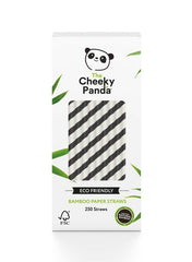 Pailles jetables en bambou bandes noires 250 pcs - CHEEKY PANDA