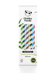 Pailles jetables en bambou bandes colorées 100 pcs - CHEEKY PANDA