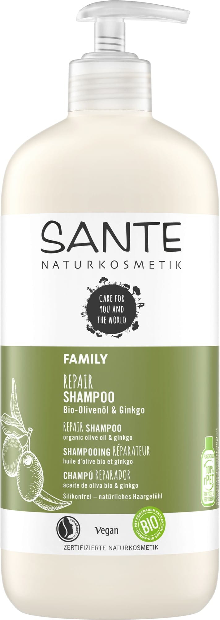 Shampoing réparateur à l'huile d'olive et éco-ginkgo 500 ml - SANTE