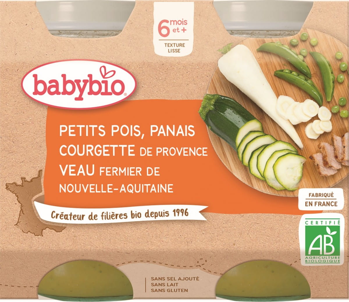 Plat de mélange de légumes au veau dès 6 mois sans gluten BIO 2x200 g BABYBIO