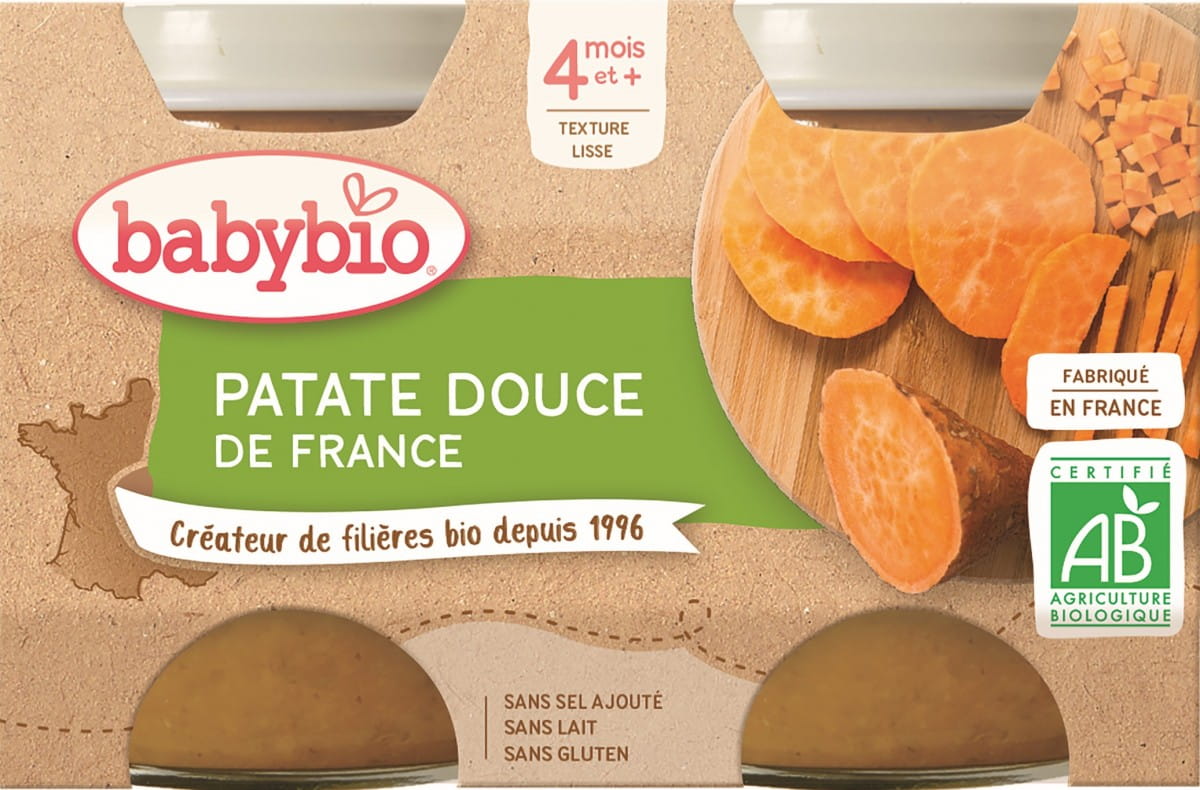 Purée de patate douce dès 4 mois BIO sans gluten 2x130 g BABYBIO