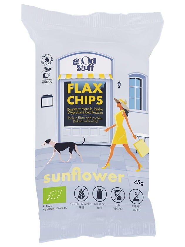 Chips de lin sans gluten aux graines de tournesol BIO 45 g - GOOD STUFF