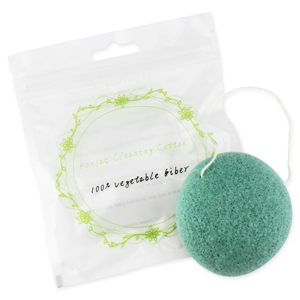 Éponge konjac pour nettoyer le visage, ovale verte - BETTER THAN FOODS