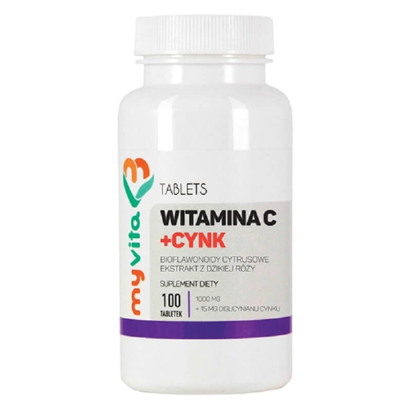 Vitamine C + zinc, bioflavonoïdes d'agrumes, extrait d'églantier 100 comprimés MYVITA SILVER