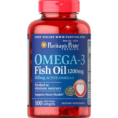 Huile de poisson OMEGA3 1200mg Huile de poisson OMEGA3 100 gélules PURITAN'S PRIDE