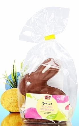 Lapin de Pâques en chocolat au lait avec décoration BIO 60 g ROSENGARTEN