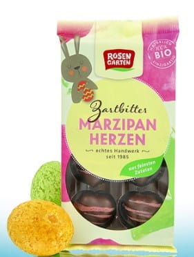 Coeurs de pâte d'amande végétaliens BIO 65 g ROSENGARTEN