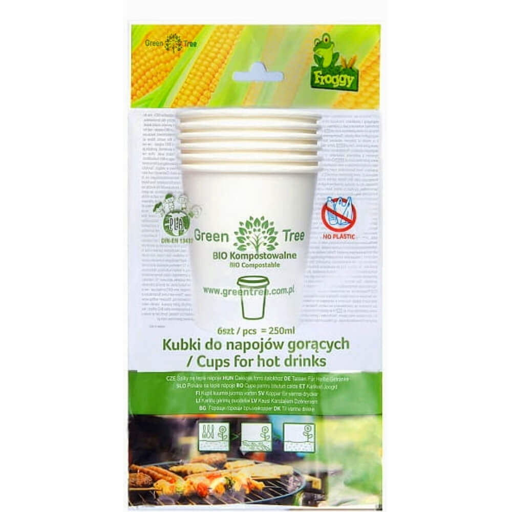 Gobelets compostables pour boissons chaudes 6 pcs - FROGGY