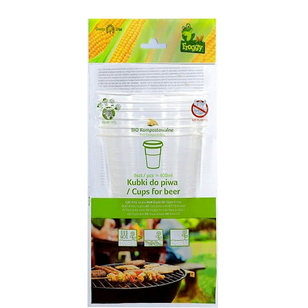 Chopes à bière compostables 6 pcs - FROGGY