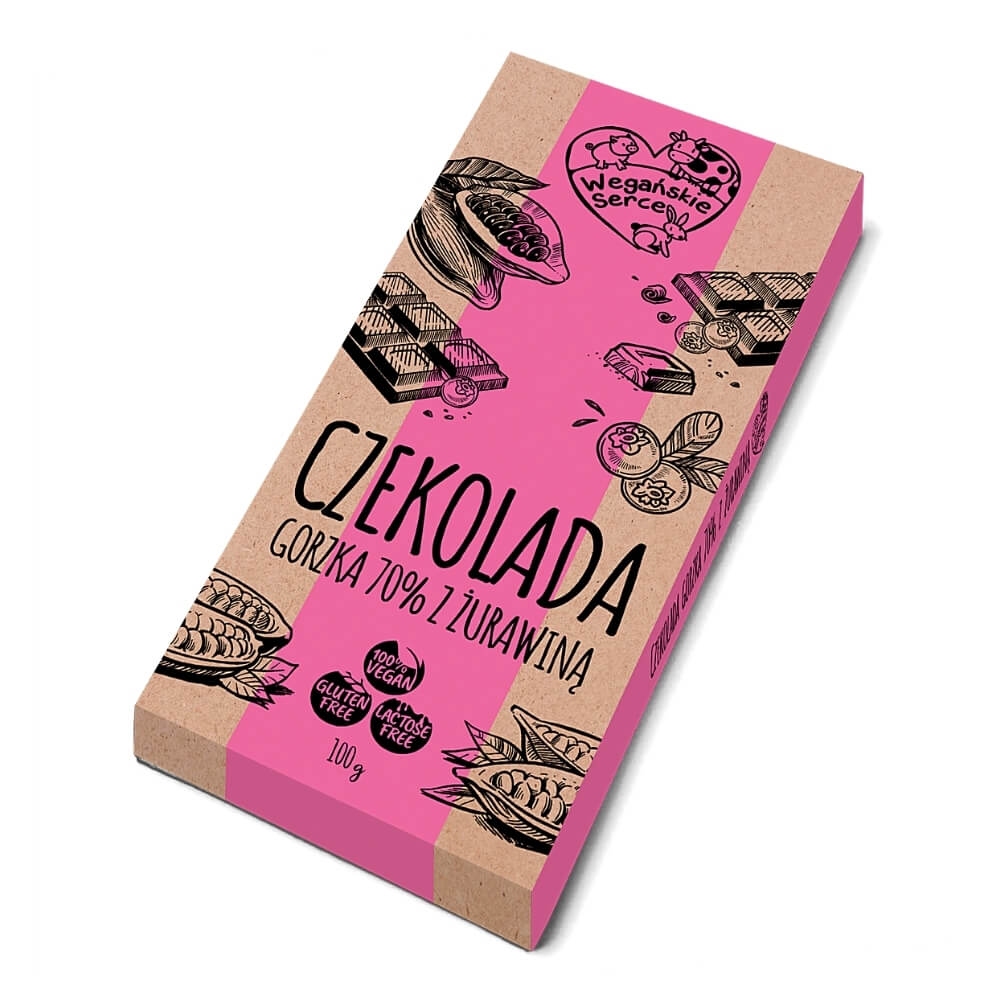 Chocolat noir 70% aux canneberges 100 g VEGAN HEART