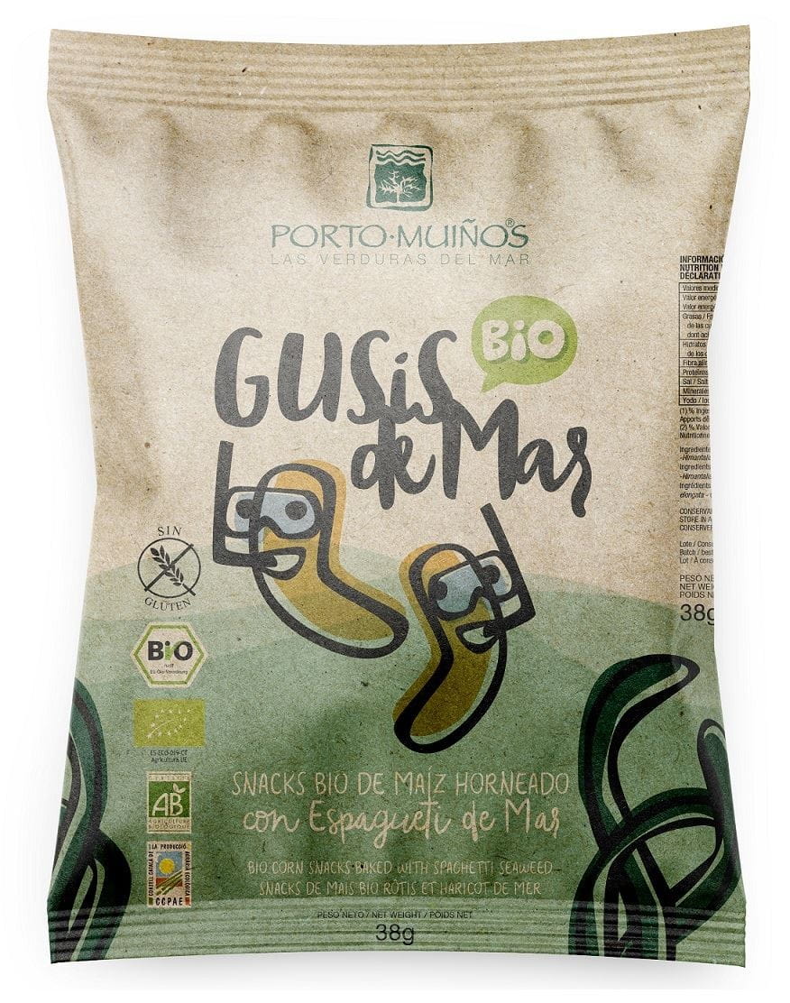 Chips de maïs aux algues, spaghetti de mer sans gluten BIO 38 g - PORTO MUINOS