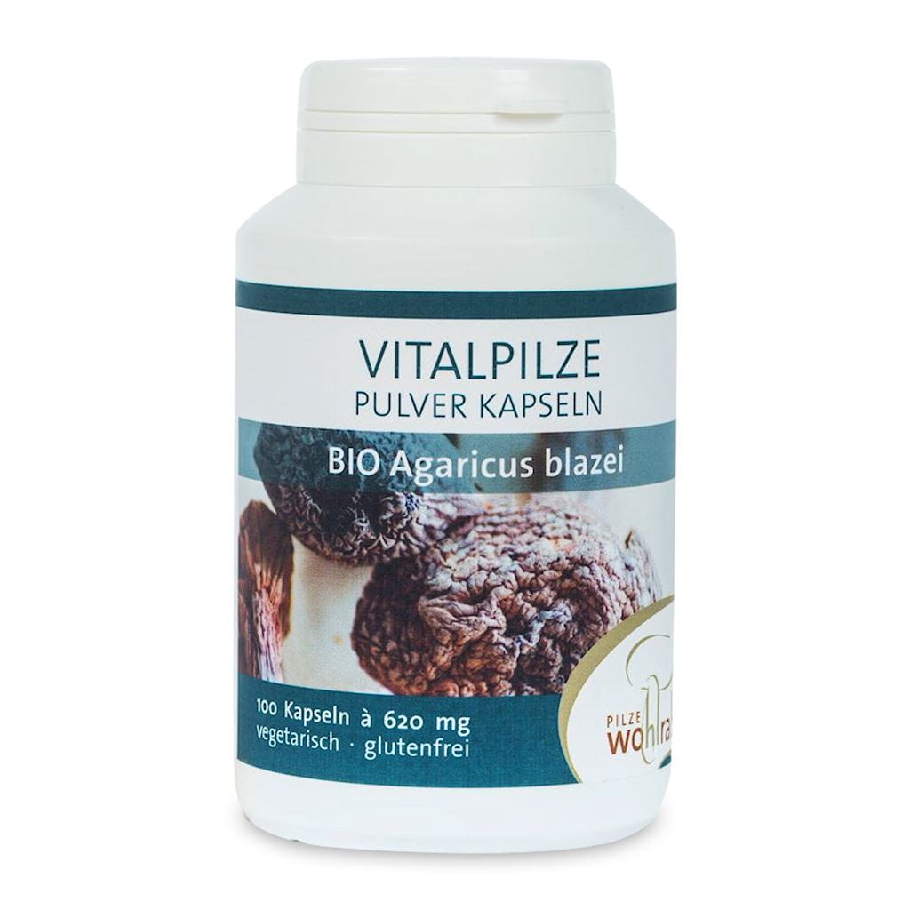 Champignons Agaricus blazei (Champignon brésilien) BIO 100 gélules (620 mg) - WOHLRAB FILMS