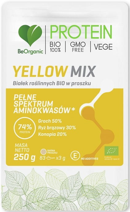 Mélange jaune de protéines végétales en poudre BIO 250 g - BE ORGANIC