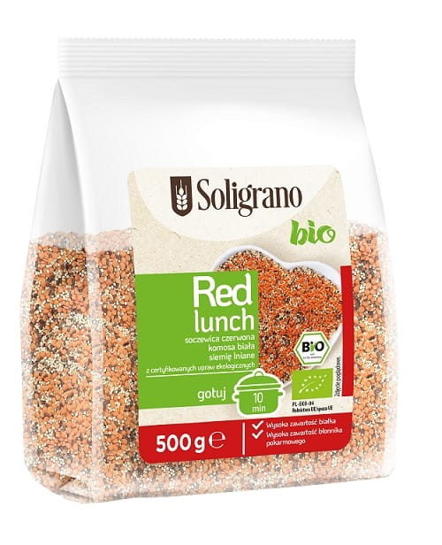 Lentilles rouges au quinoa blanc et graines de lin (red lunch) BIO 500 g - SOLIGRANO