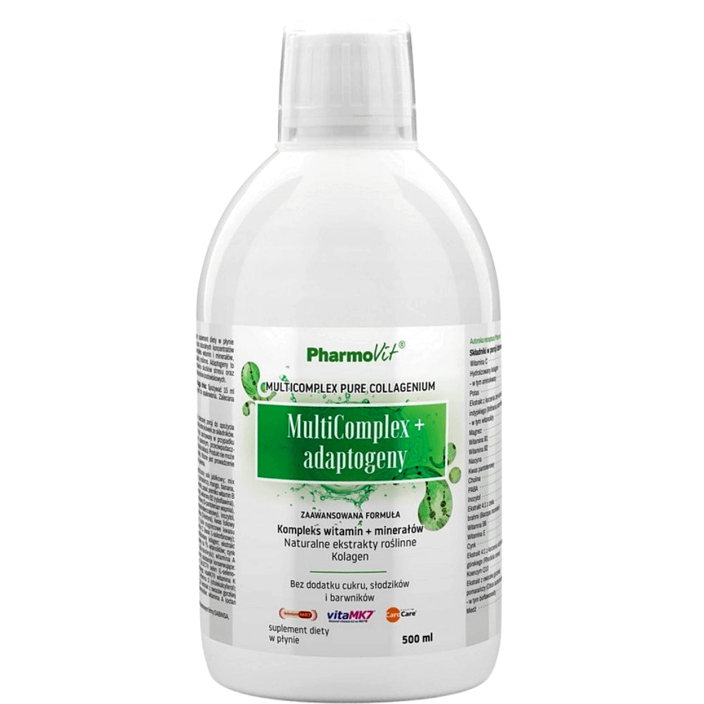Multicomplex + adaptogènes, un complexe de vitamines + minéraux, extraits naturels de plantes, collagène 500ml PHARMOVIT