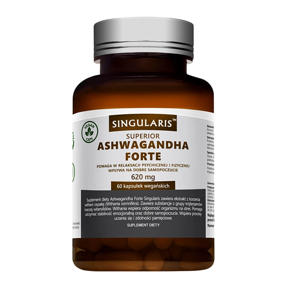 Ashwagandha FORTE 620 MG Ginseng - Ginseng indien 60 capsules végétaliennes SINGULARIS