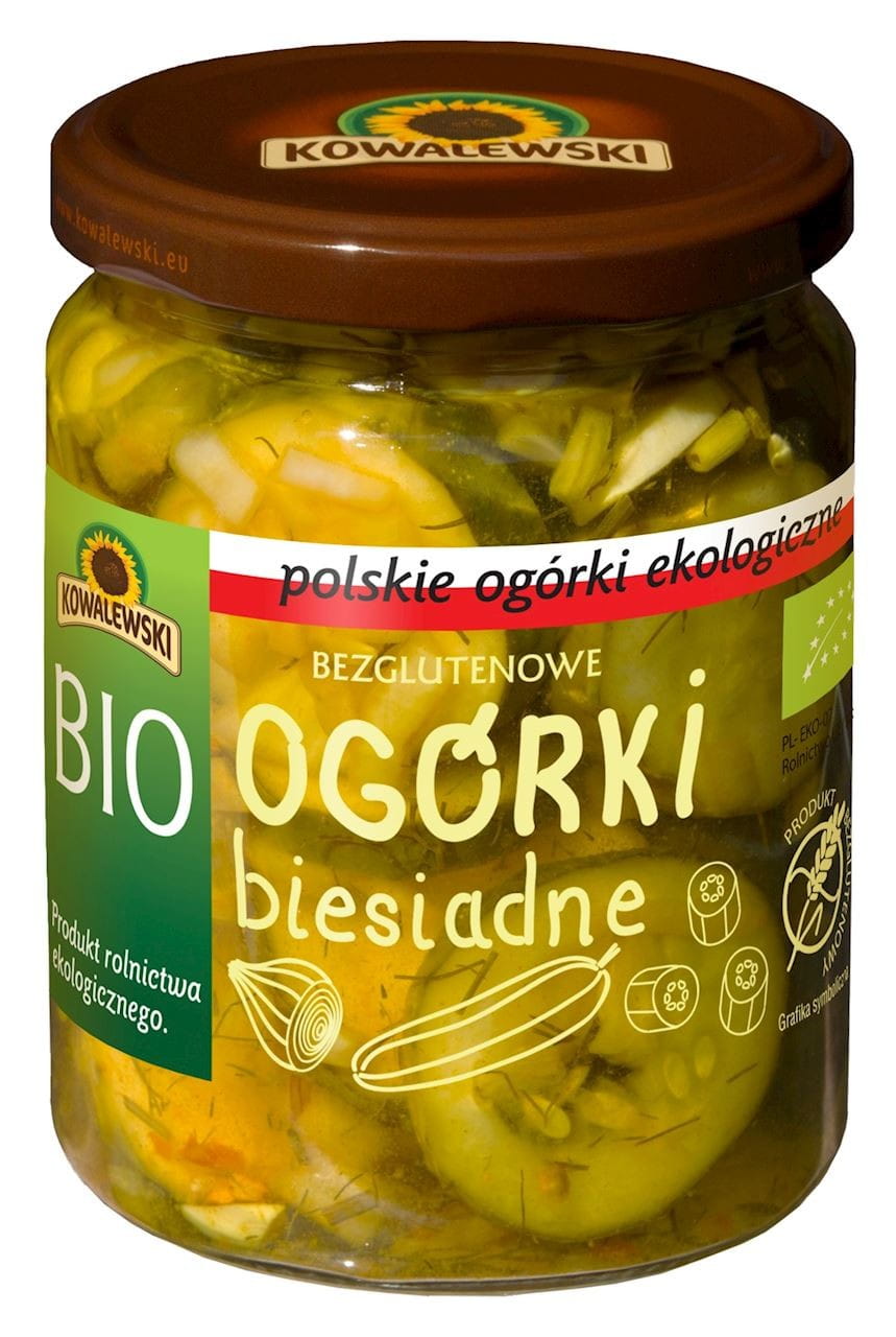 Concombres marinés sans festin tranchés BIO 480 g (270 g) - KOWALEWSKI