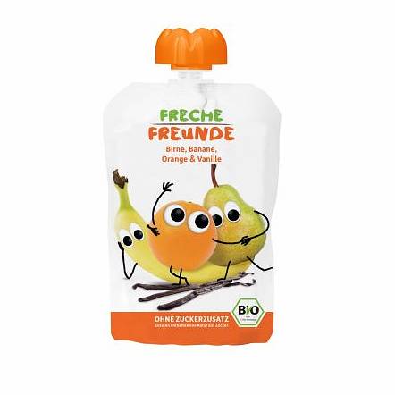 Mousse de jus pour enfants poire banane orange vanille 100g EKO FRECHE FREUNDE ERDBAR