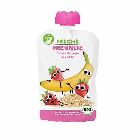 Mousse de jus pour enfants : banane, fraise, quinoa 100g EKO ERDBAR