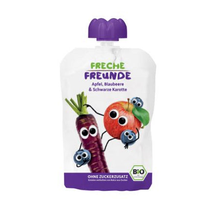 Mousse de jus pour enfants : pomme myrtille carotte noire 100g EKO ERDBAR