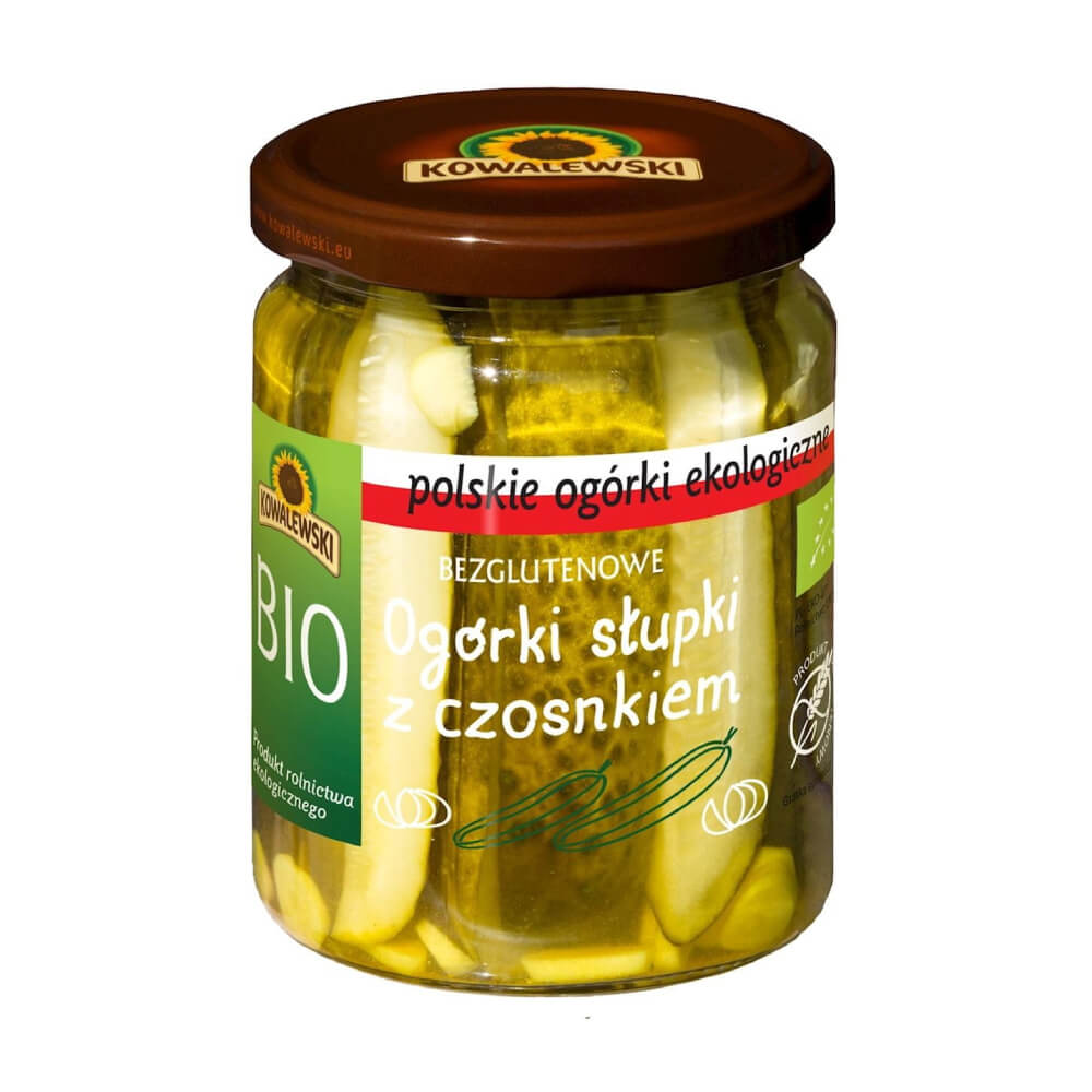 Concombres marinés à l'ail sans gluten BIO 480 g (260 g) - KOWALEWSKI