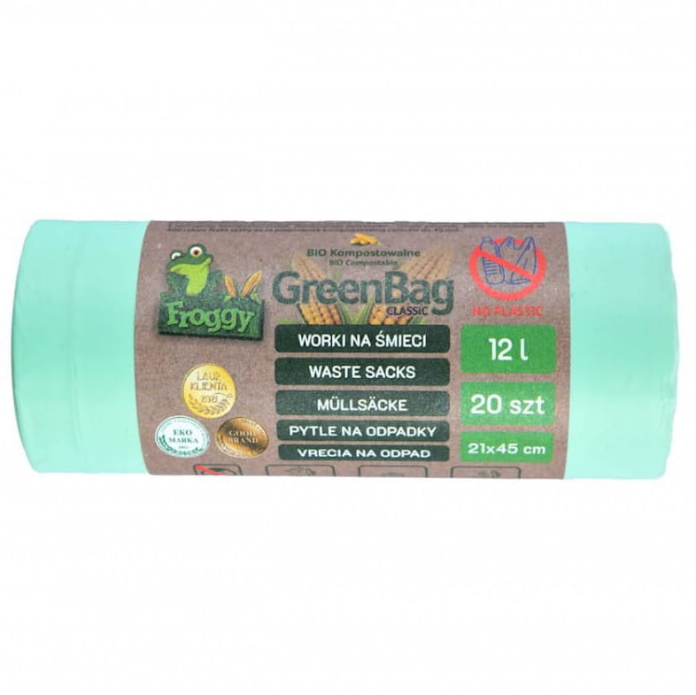 Sacs poubelles BIO et mixtes (compostables et biodégradables) 12 L 20 pcs - FROGGY