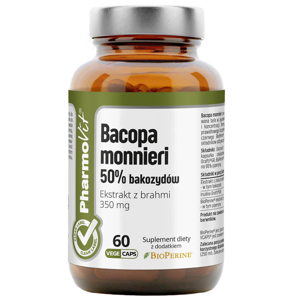 Bacopa monnieri 50% extrait de bacosides brahmi 350 MG 60 gélules PHARMOVIT