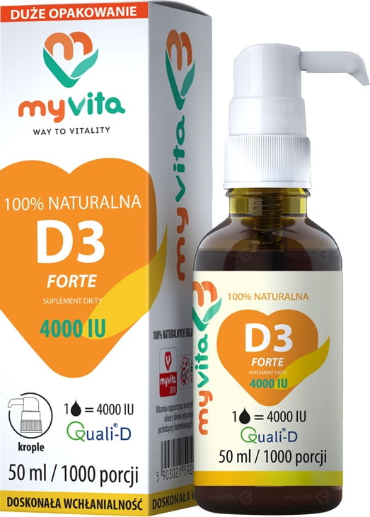 Vitamine D3 D - 3 LIQUID FORTE 4000 et gouttes de 50 ml, 1000 portions de MYVITA