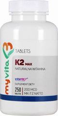 Vitamine K2 MK - 7 K2 MK7 max 200mcg avec natto K2MK7 250 comprimés MYVITA