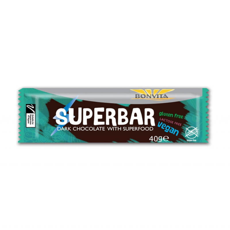 Superbar chocolat noir sans lactose sans gluten BIO 40 g - BONVITA