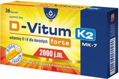 Vitamine K et D pour adultes D - vitum FORTE D3 2000 UI naturel K2 MK - 7 75 mcg 36 gélules OLEOFARM