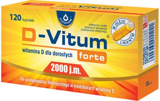 D - vitum FORTE vitamine D pour adultes D3 2000 UI 120 gélules OLEOFARM