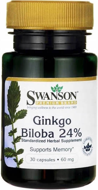 Extrait de ginkgo biloba japonais 24% 60mg 30 gélules de SWANSON