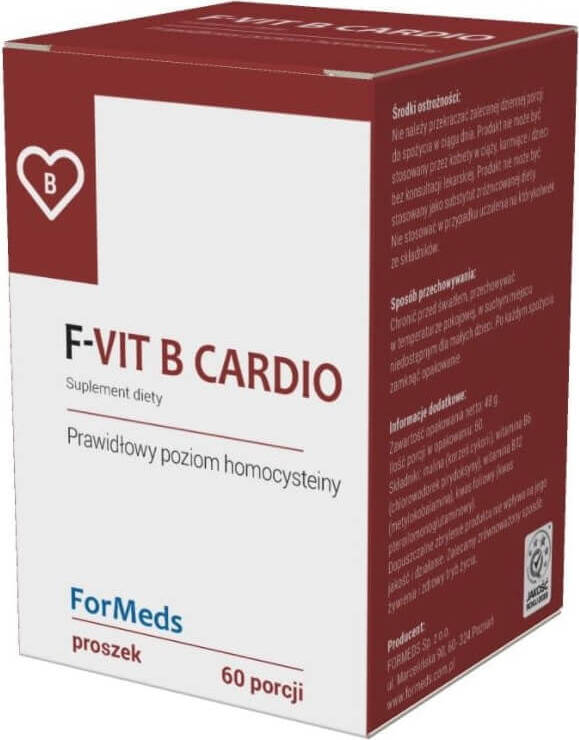 F - vit b cardio vitamine B12 1000mcg + vitamine B6 25mg + acide folique 1000mcg 60 portions 48g FORMEDS