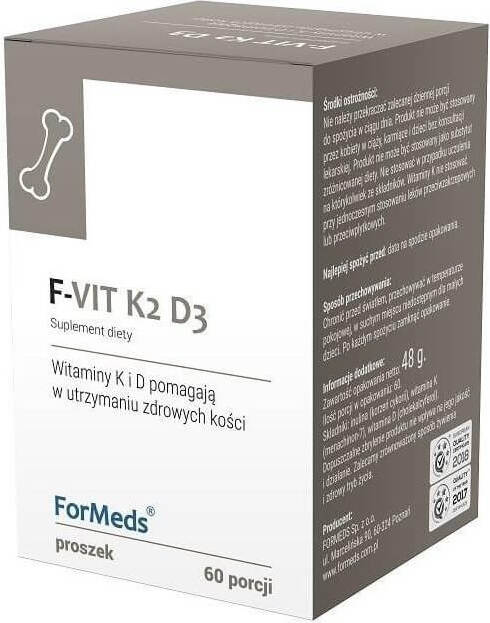 F - vit K2 D3 Vitamine K2 MK - 7 100mcg + vitamine D3 2000iu 60 portions 48g FORMEDS