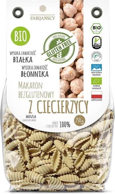 Pâtes (pois chiches) coquille gnocchi sardi sans gluten BIO 250 g - FABIJAŃSCY