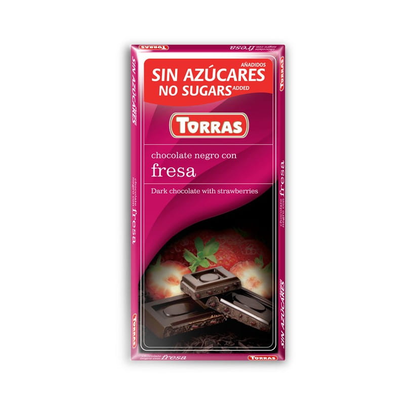 Chocolat amer aux fraises sans sucre ajouté 75g TORRAS