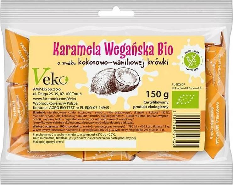 Caramel végétalien au goût coco-vanille BIO 150 g - EKOFLORKA