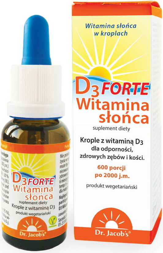 Soleil vitamine D3 2000iu FORTE gouttes 20 ml DR. JACOB'S